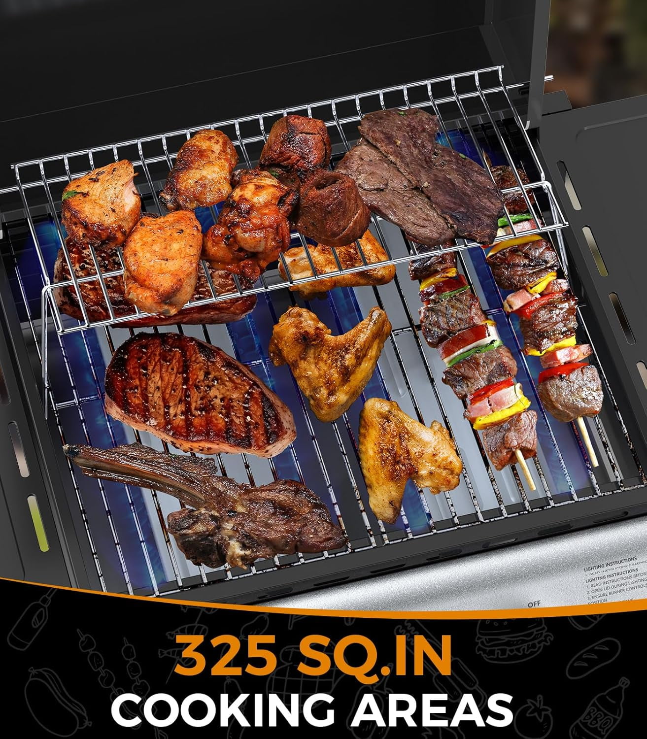 3-Burner Propane Gas Grill with Side Burner,34,000 BTU Stainless Steel BBQ Grill with Side Shelves and Wheels,Outdoor Grill for for Patio,Backyard,Garden,Camping Cooking