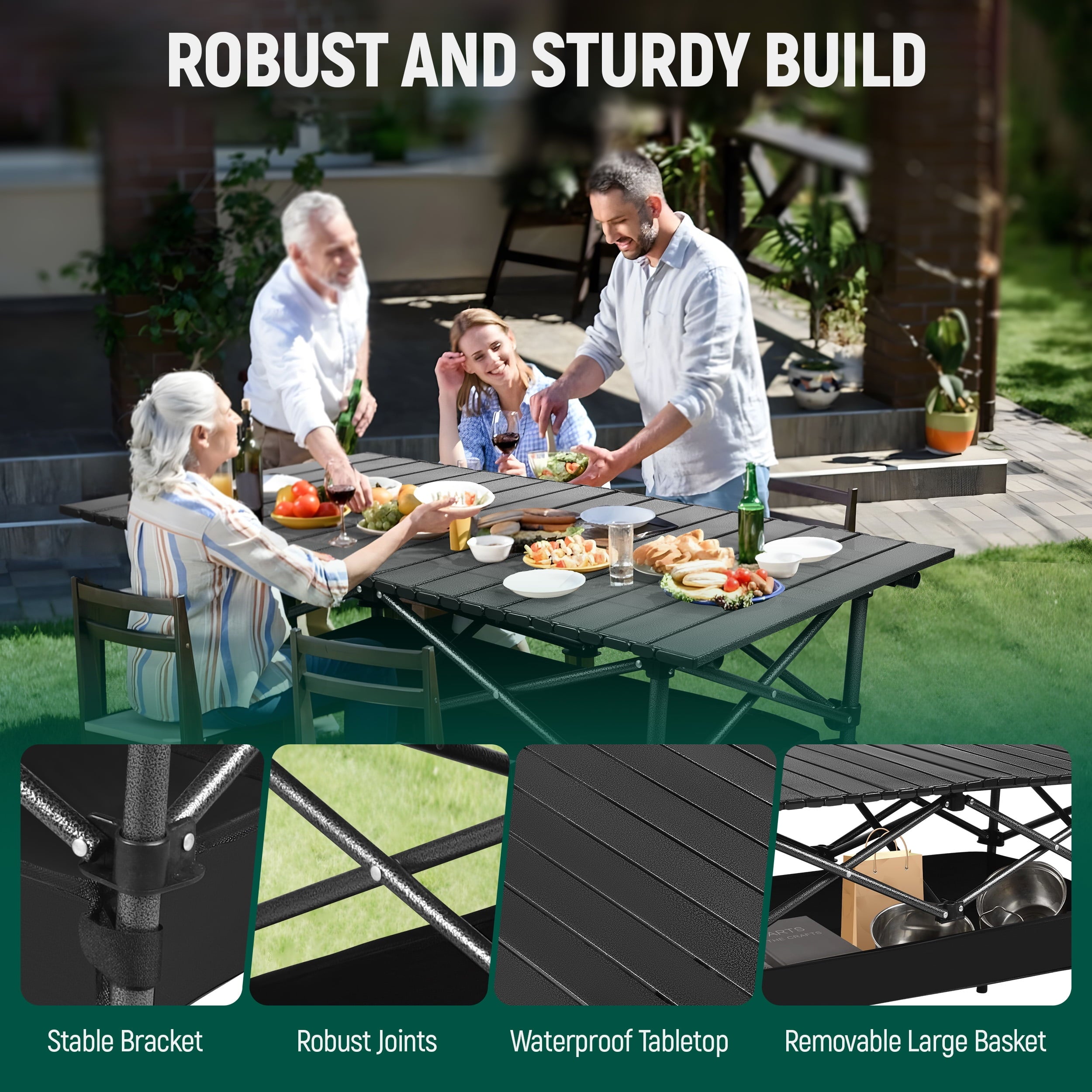 AMTPM Folding Camping Table Portable Outdoor Table(No Net Bag), Lightweight 0.5mm Steel Lightweight Camping Table,   for Indoor & Outdoor Picnic Hiking, Backpacking, Beach，37x 22