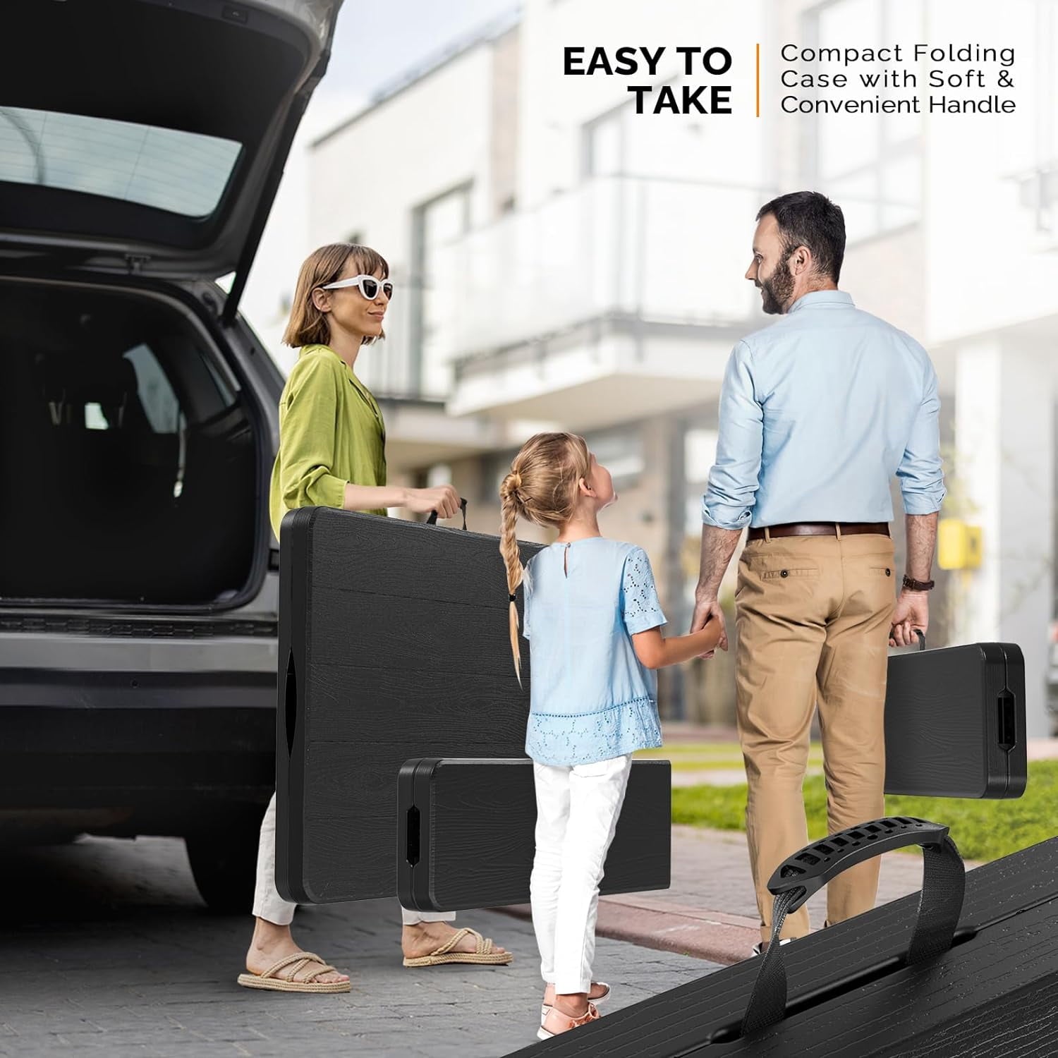 VINGLI Folding Camping Table with Chairs, Brown