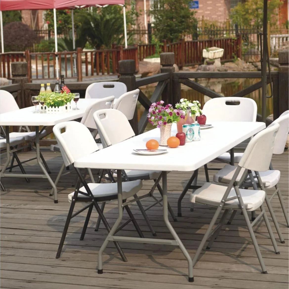 Jopath 6 Foot Folding Table,White Plastic Folding Table,Built-in Handle,Indoor Outdoor Table for Picnic Party Dining Camping,White