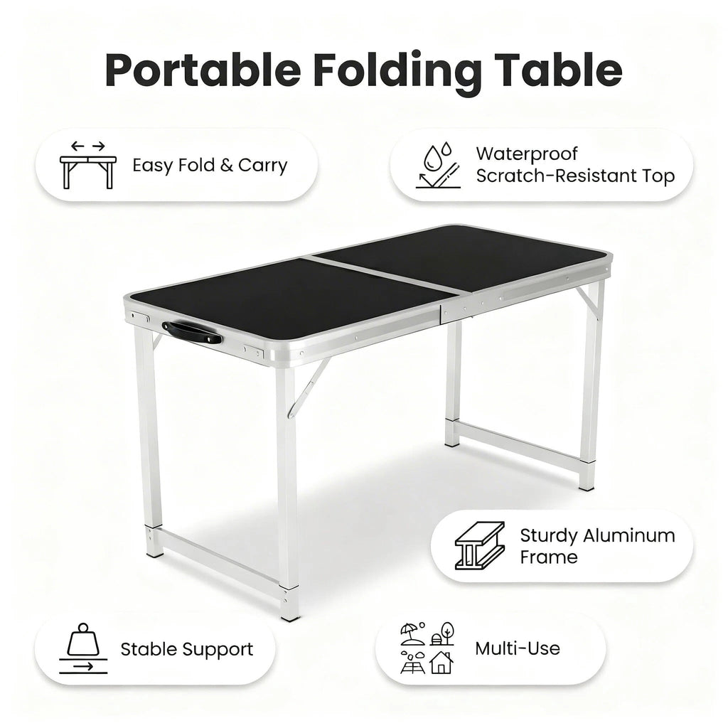 Beloadence Camping Table, Small Folding Table, Height Adjustable, for Camp, Cooking, BBQ, RV, Picnic