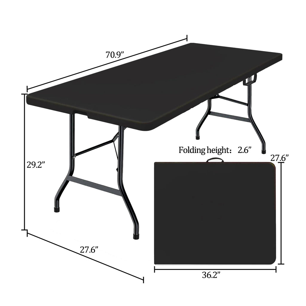 Leumius 6 Foot Folding Table,Fold-in-Half Plastic Table,Indoor Outdoor Picnic Party Dining Camp Tables,White