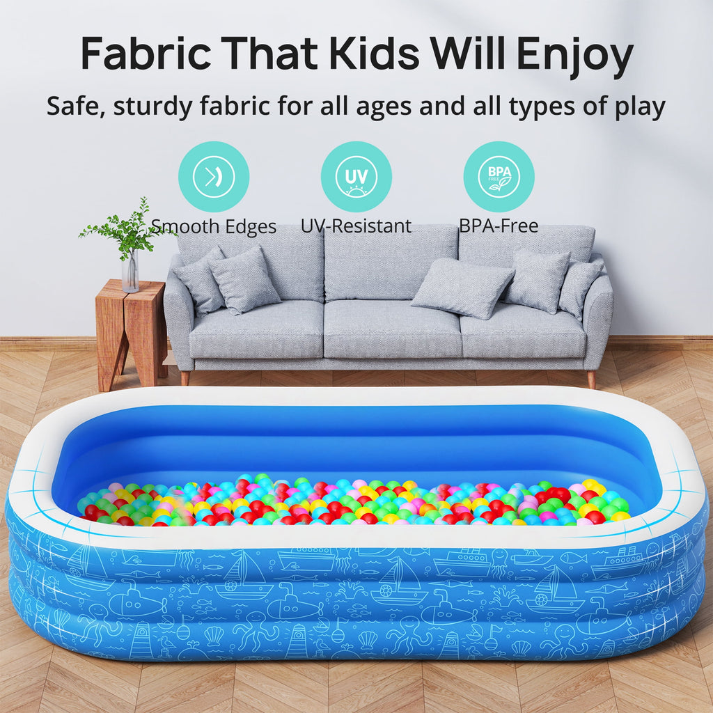 TaoTronics Inflatable Swimming Pools, 120'' x 72'' x 20'' Blow up Swimming Pools, Kiddie Pool Large Size Thickened Blow up Swimming Pools Play Center for Kids Children Family Outdoor Garden Backyard