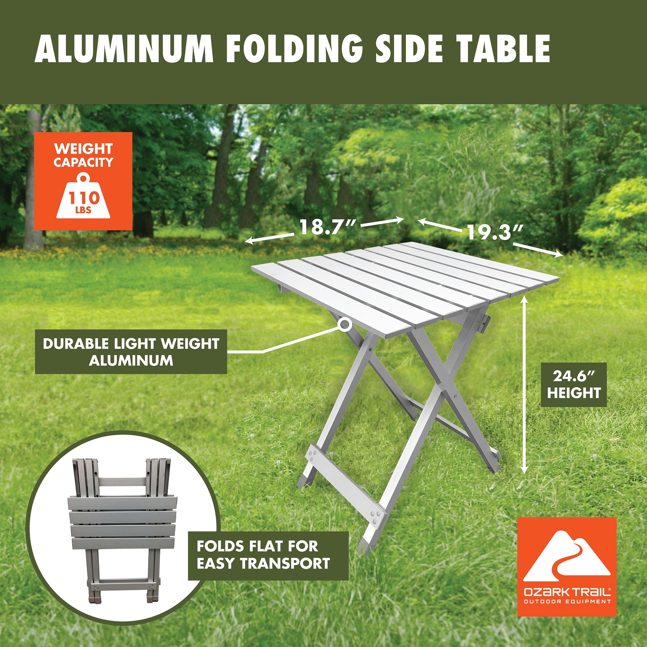 Ozark Trail Aluminum Camping Table, Silver