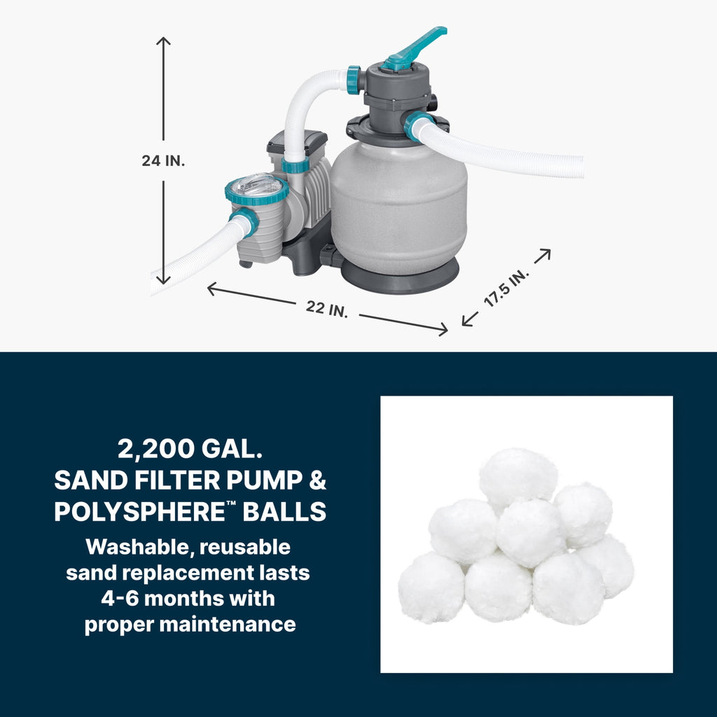 Bestway APX 365 18'x52 Metal Frame Above Ground Pool w/ Sand Filter Pump, Ladder & Cover