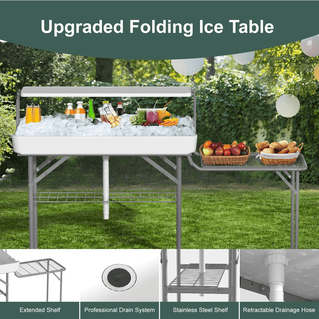 EVOKEDEN 42.5 Fish Cleaning Table w/ Sink, Folding Camping Table & Fish Cleaning Station w/ Measure Mark