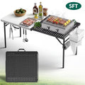 HaiNova Outdoor Folding Grill Table, 5 Foot Cook Table with Storage for Cooking Accessories, Foldable & Portable for Picnic, BBQ, and Party