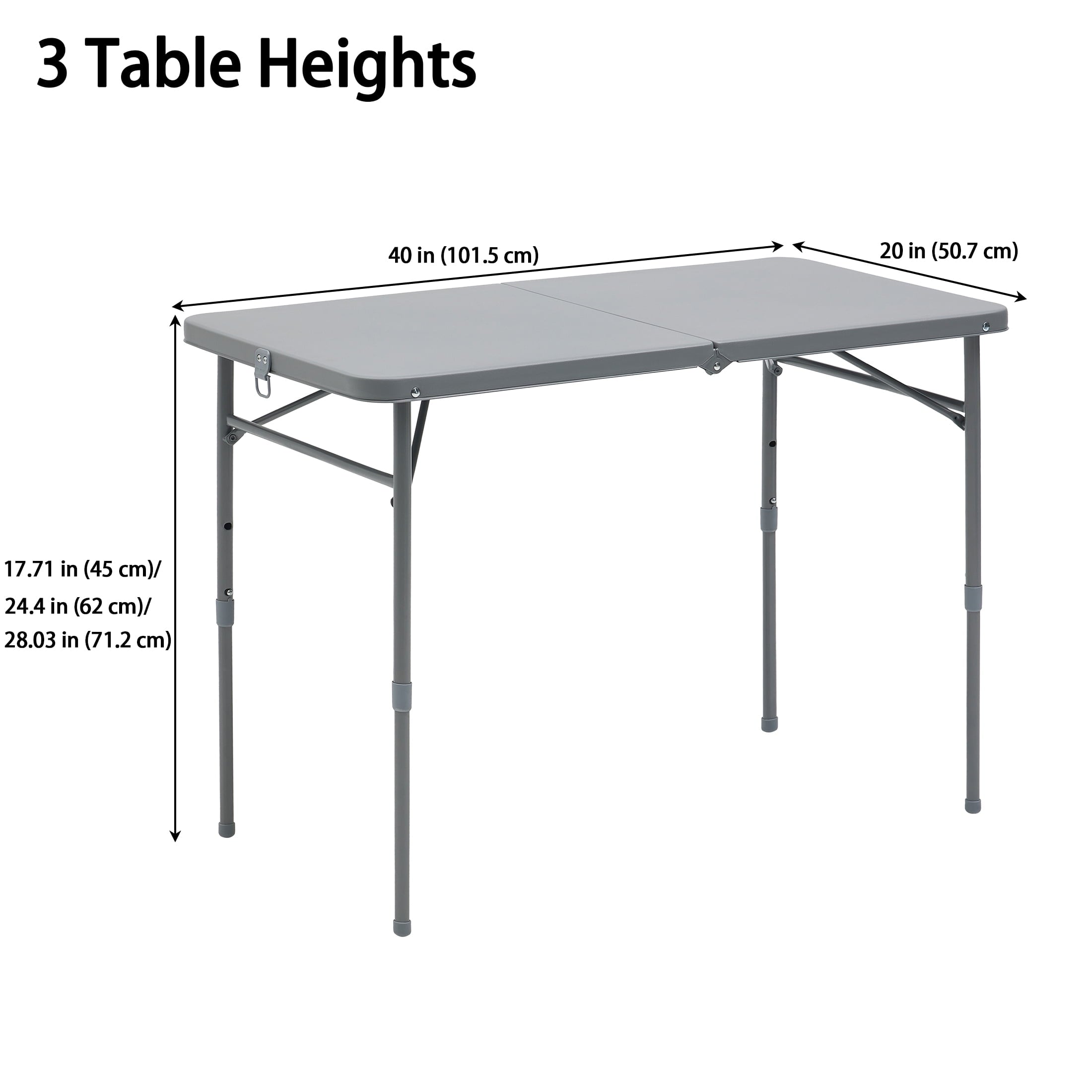 Mainstays 40 Adjustable Height Centerfold Folding Table, Black