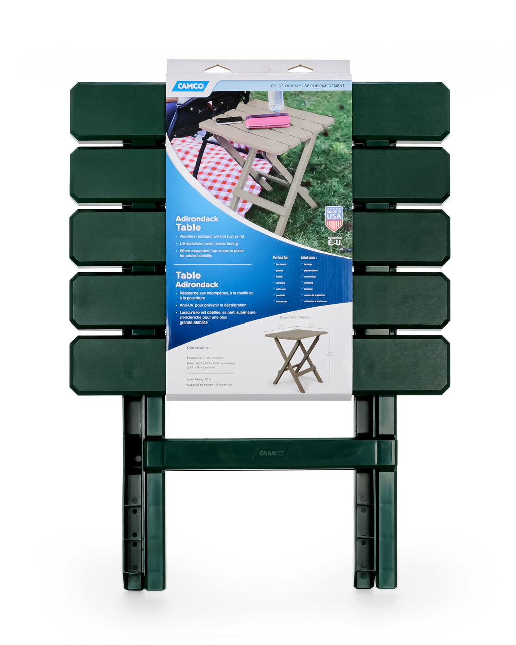 Camco Adirondack Table - Quick-Folding - Plastic, Mocha (51882)